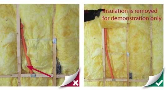 obstruction - insulation removed for demonstration only