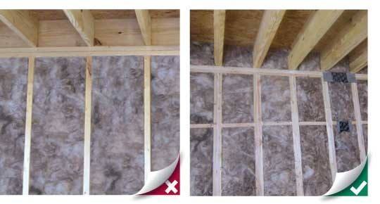 correct and incorrect images, installing insulation