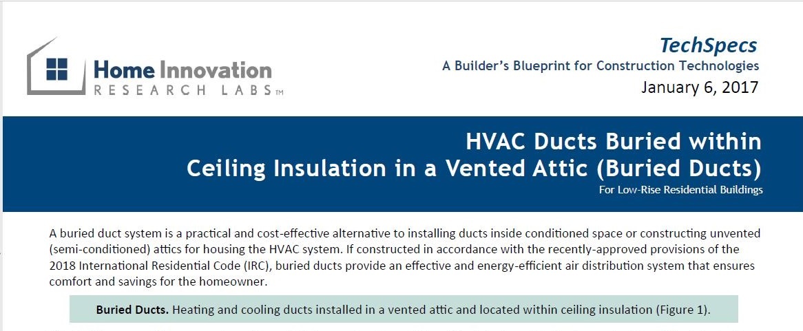 New guide on vented attics with buried ducts